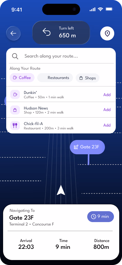 GLIDE airport navigation screen 1