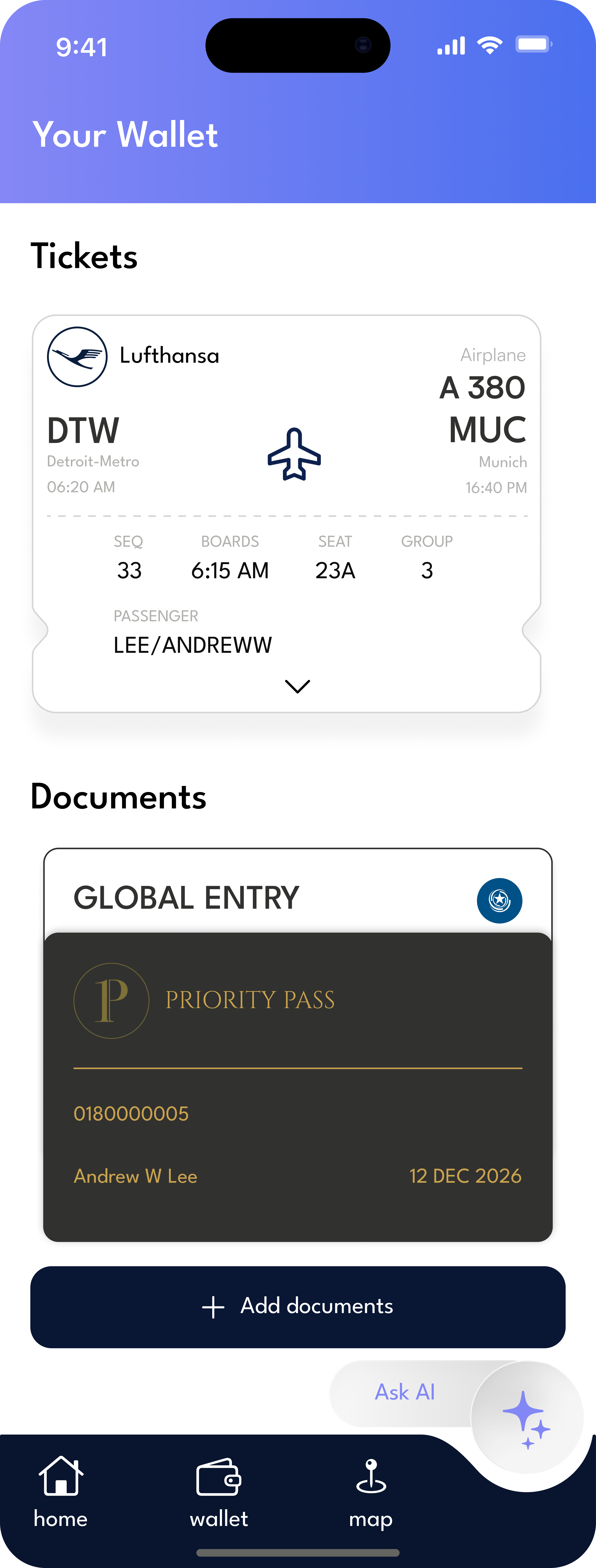GLIDE travel wallet
